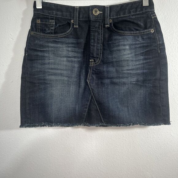 GAP Skirt Womens 2 Dark Blue Frayed Hem Denim Jean 90s Y2K - Picture 1 of 7
